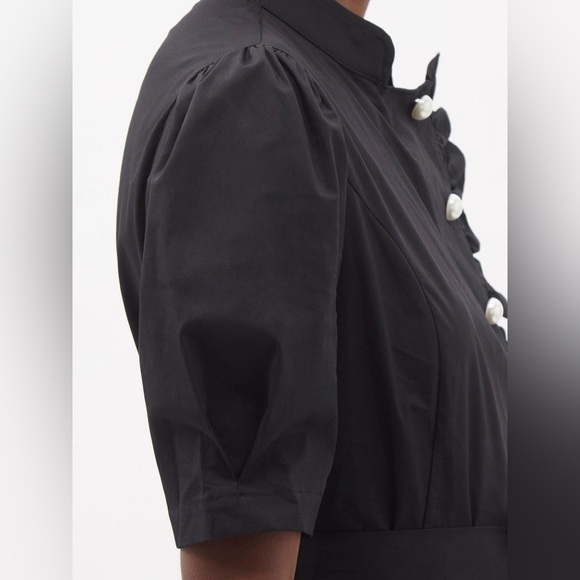 BATSHEVA DRESS - Pearl-Button Black Cotton Dress - Picture 3 of 14